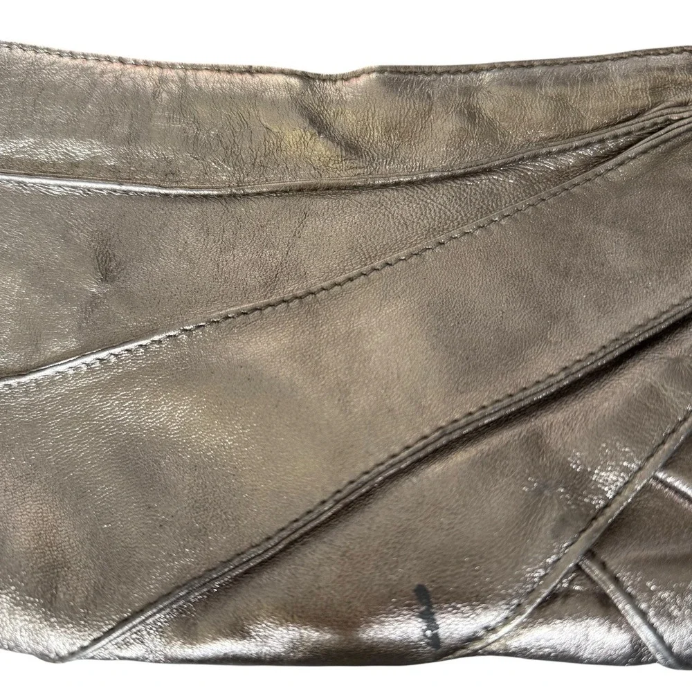 Kooba Silver Lame Metallic  Clutch With‎ Side Bow Y2K